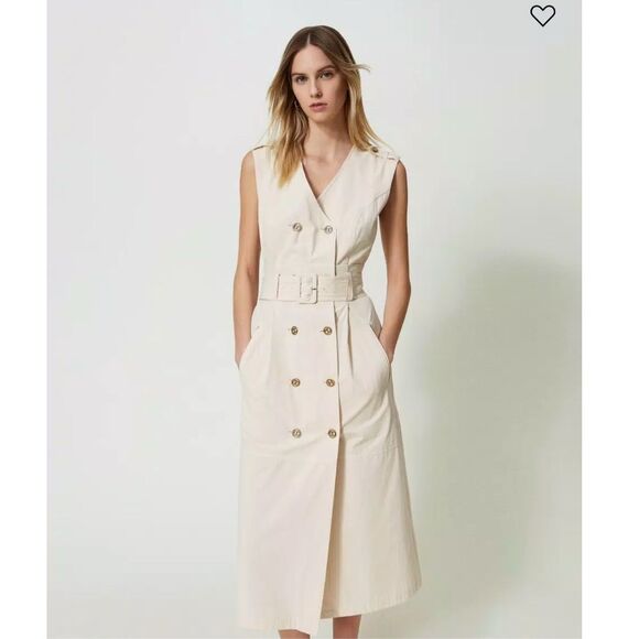 Twinset Milano Double-breasted midi poplin dress - Picture 1 of 9
